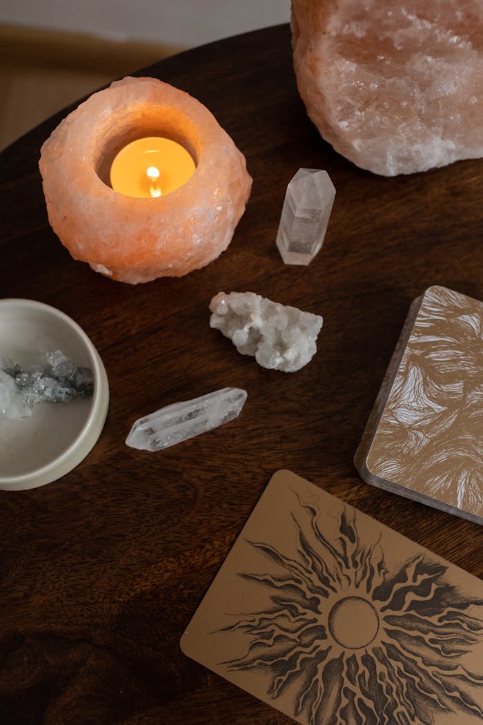 Reiki healing session in Salem MA with crystals and calming spiritual setting